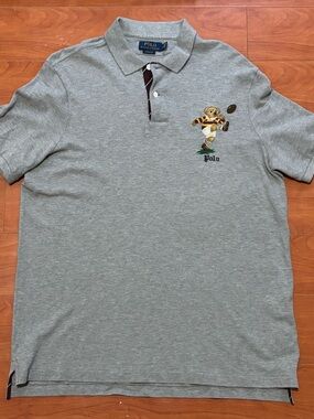 Ralph Lauren Gray Polo Bear Embroidered Short-Sleeve Polo